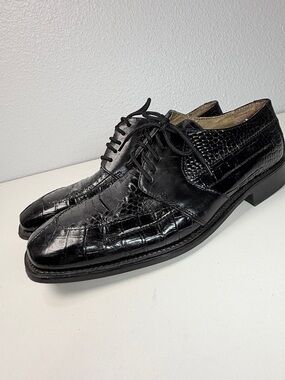 Stacy Adams Genuine Snake Leather Croc Embossed Oxford Dress Shoes men size 9